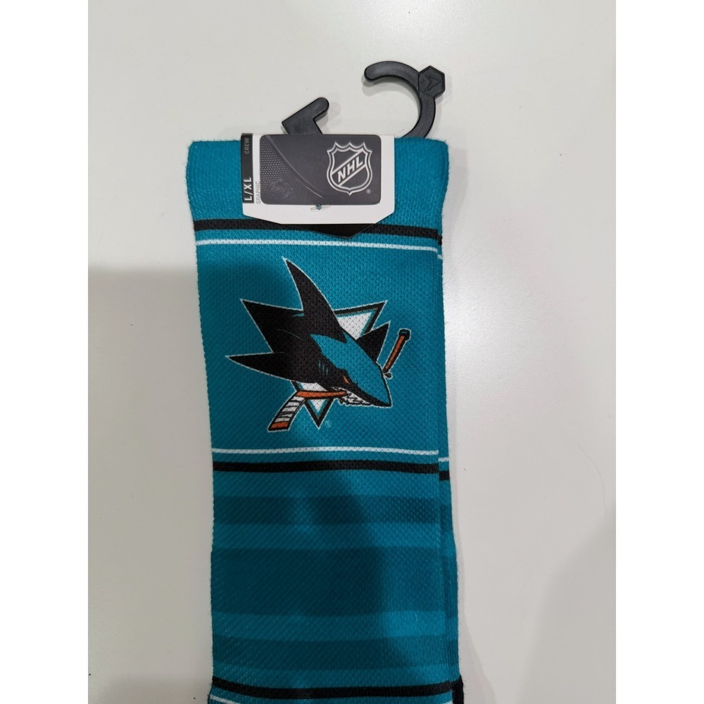 Rock Em Socks NHL San Jose Sharks Graphic Crew Socks Teal Black Mens L/XL New